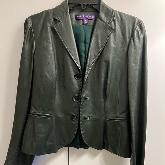 Ralph Lauren Purple Label Leather Green Blazer